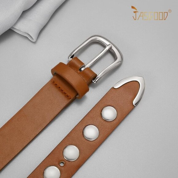 Women\'s Brown Fashion Leather Belt Punk Studded Belt for Jeans Pants Dresses main image 6